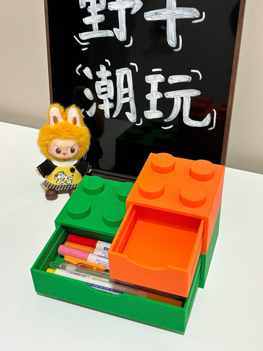 3D-Printed LEGO-Style Stackable Pencil Case Set (Large + Small)