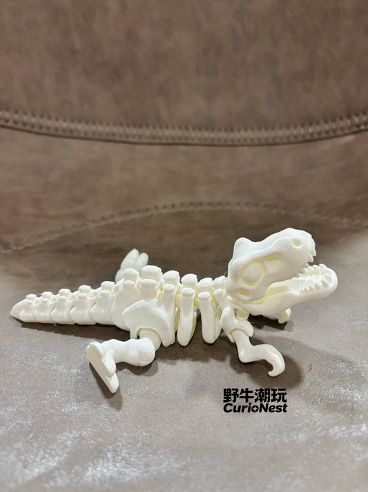 3D Printed Flexi T-Rex – White Articulated Dinosaur with Movable Joints