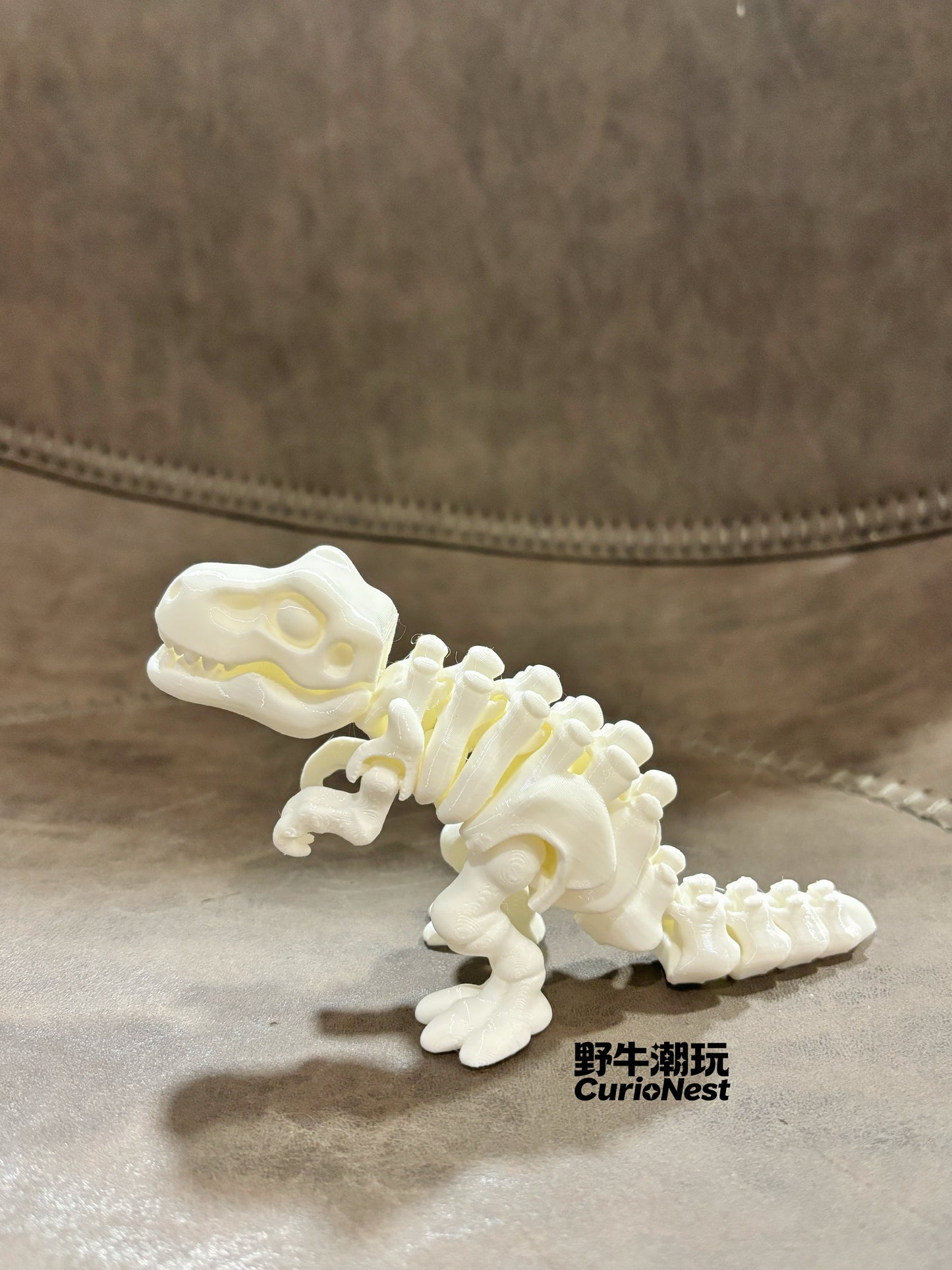3D Printed Flexi T-Rex – White Articulated Dinosaur with Movable Joints