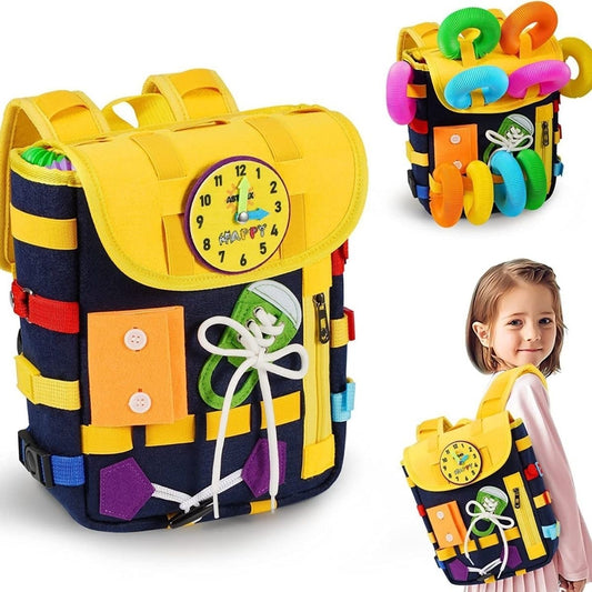 🧠 30-in-1 Montessori Busy Board Backpack – Educational & Travel-Ready!
