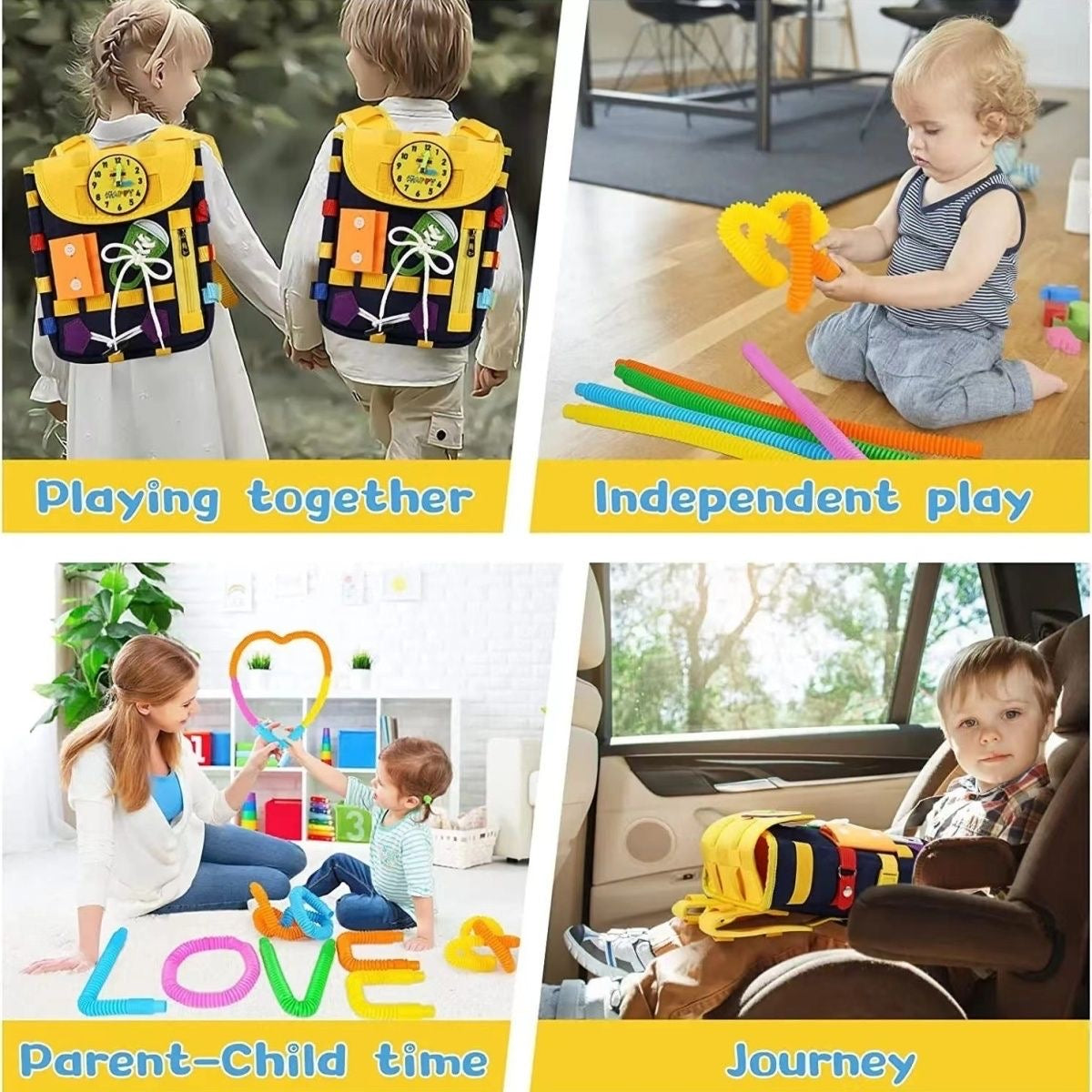🧠 30-in-1 Montessori Busy Board Backpack – Educational & Travel-Ready!