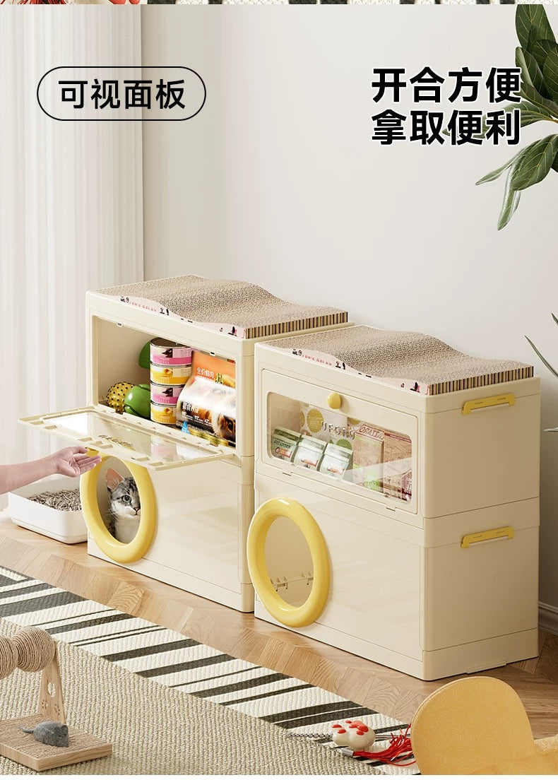 🐱 3-in-1 Cat House · Scratcher · Storage Box